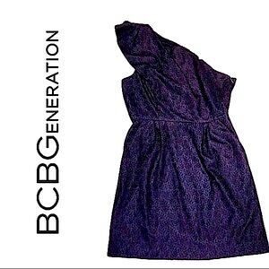 BCBGeneration NWT Navy Lace Overlay One Strap Summer Formal Cocktail Dress